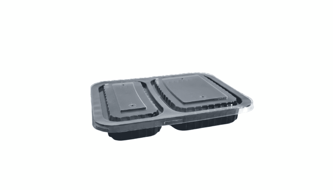 Barquette noire 2 compartiments avec couvercle